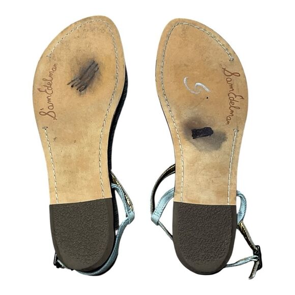 Sam Edelman | Gigi Heavenly Blue American Flag Strappy Ankle Buckle Sandal 8.5 - Picture 9 of 9